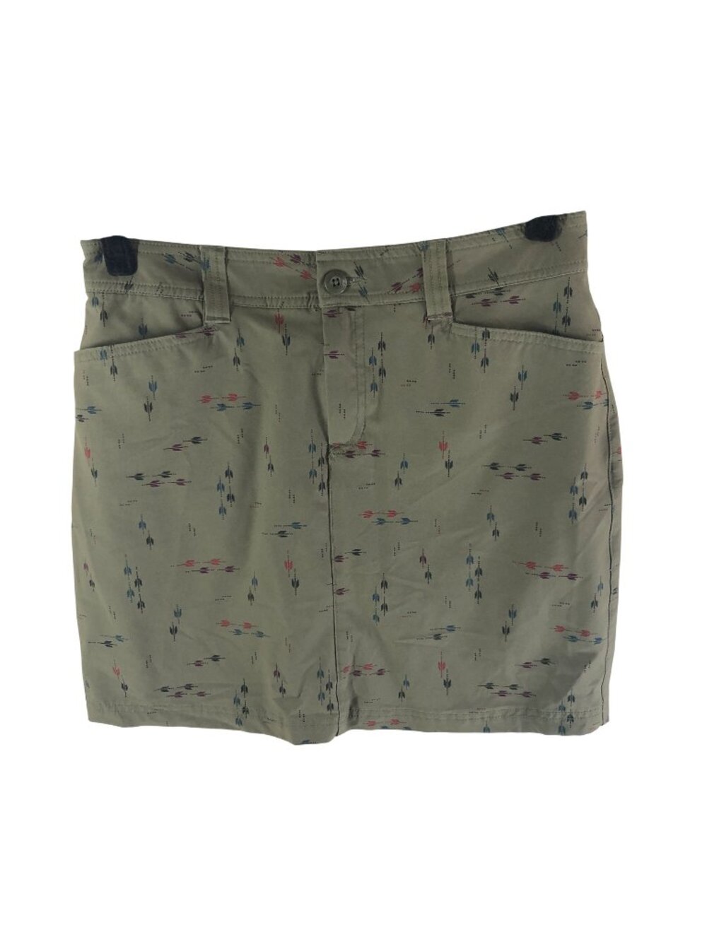 Eddie Bauer Womens Adventurer 2.0 Skort 4 Green Arow Print Lightweight Stretch